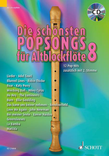 Vorderes Coverbild Die schönsten Popsongs für Alt-Blockflöte Band 8