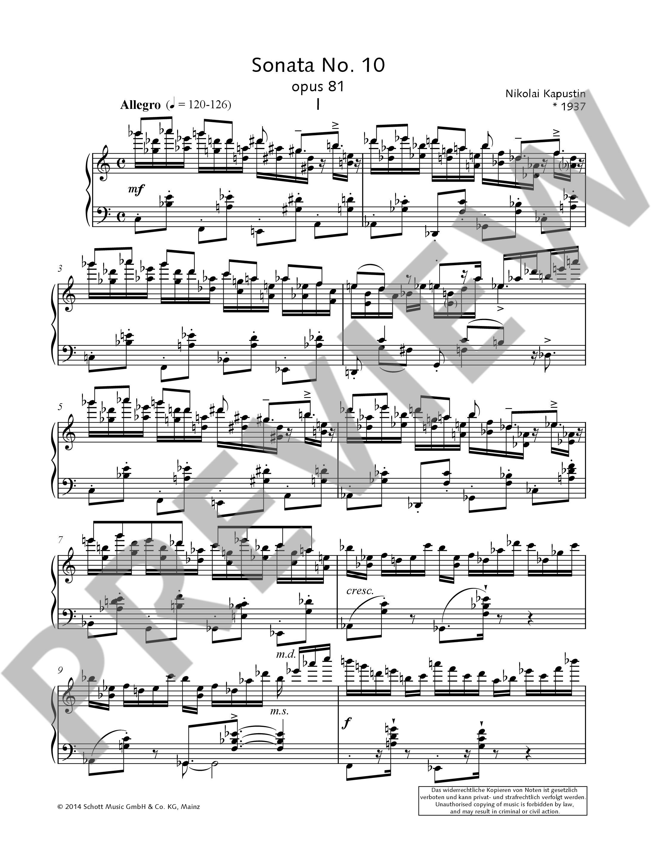 Anderes Coverbild Sonata No. 10 op. 81 