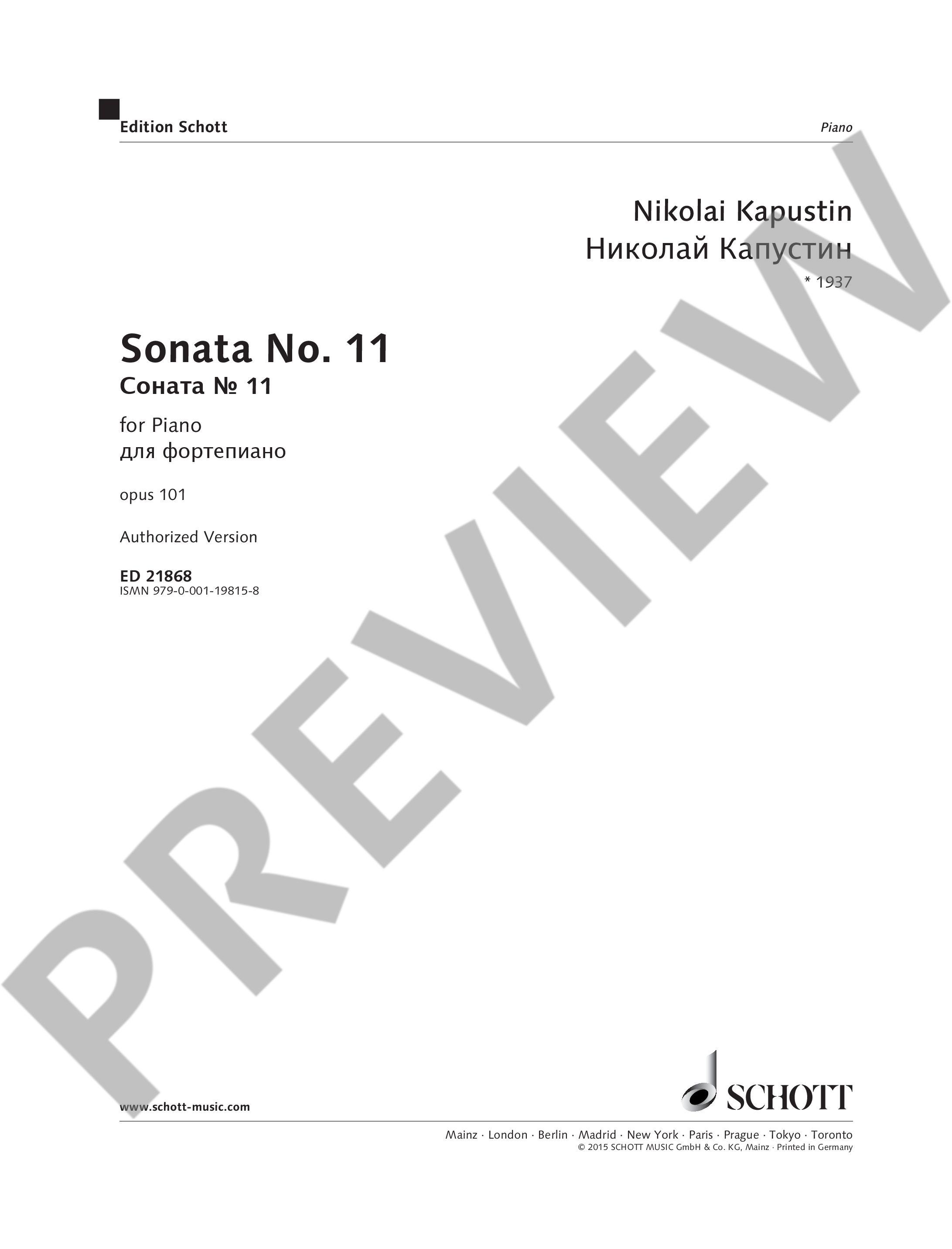 Anderes Coverbild Sonata No. 11 op. 101 