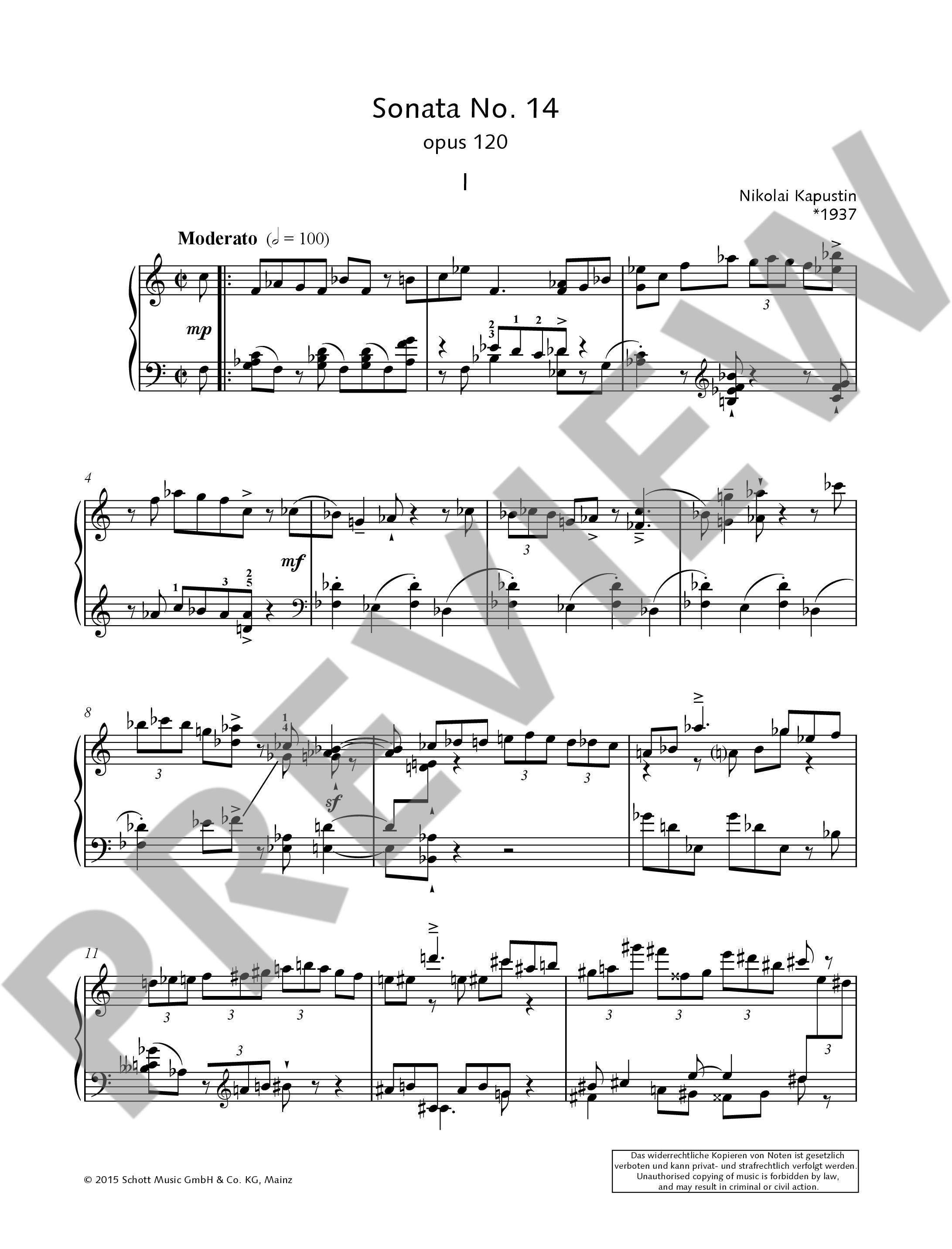 Anderes Coverbild Sonata No. 14 op. 120 