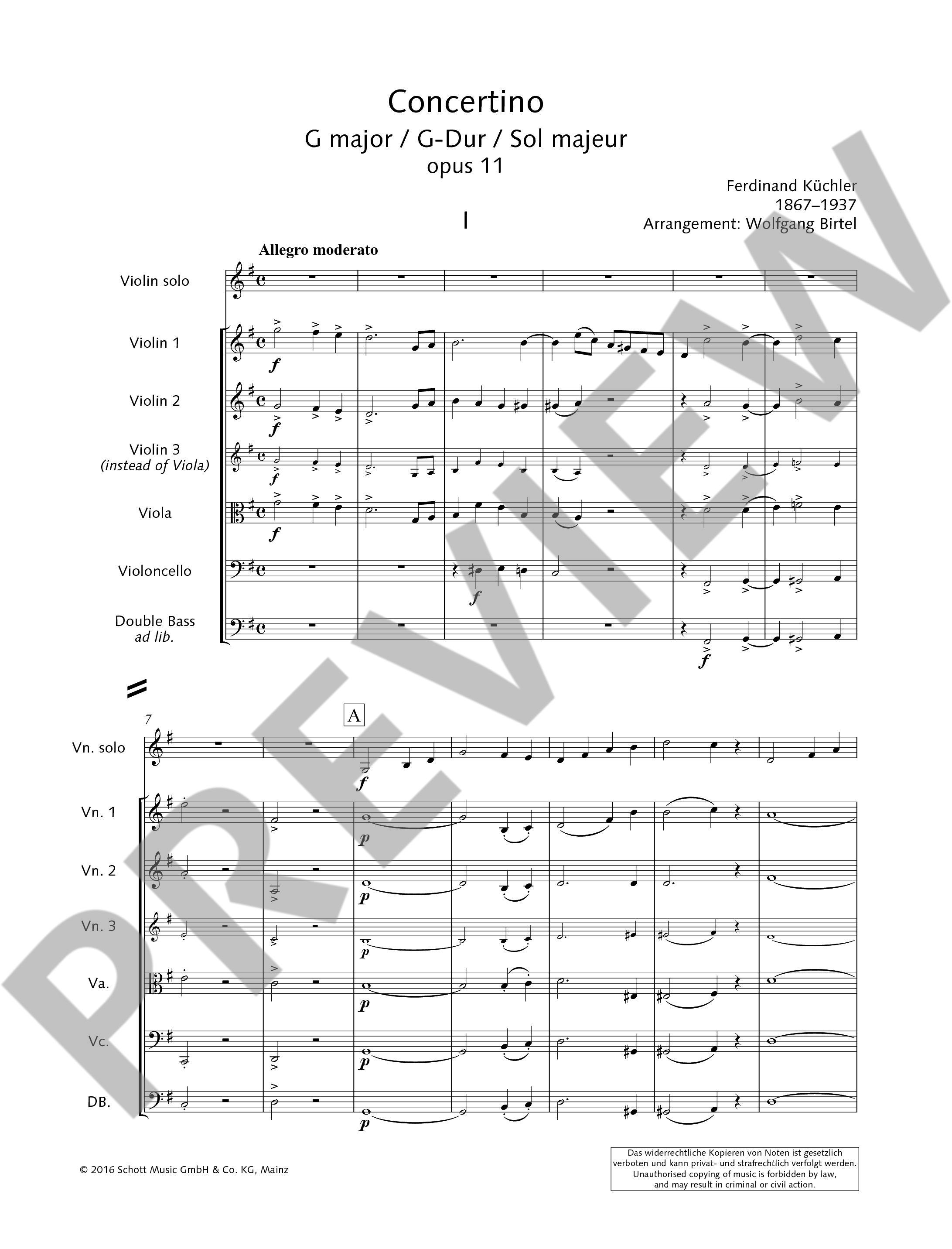 Anderes Coverbild Concertino G-Dur op. 11 