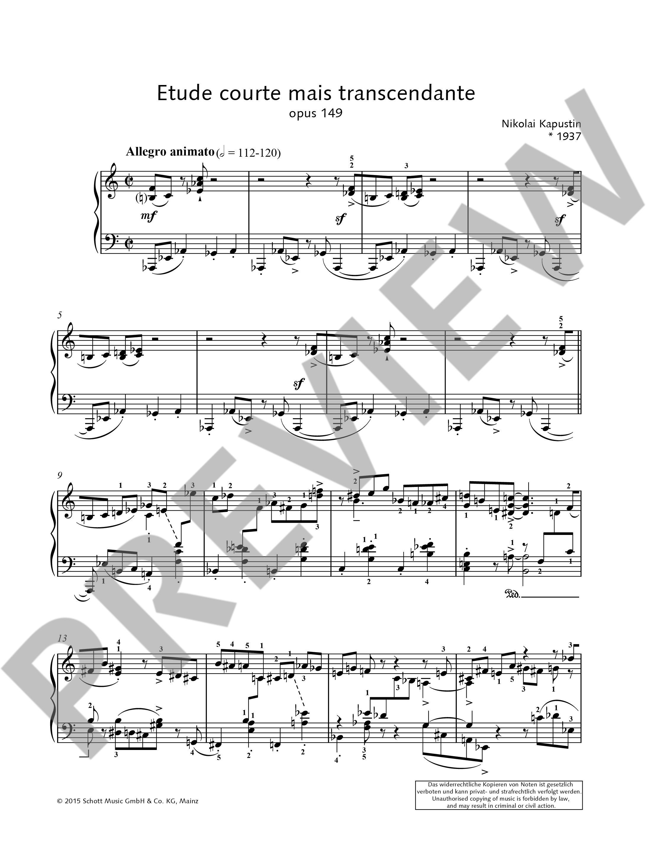 Anderes Coverbild Etude courte mais transcendante op. 149 