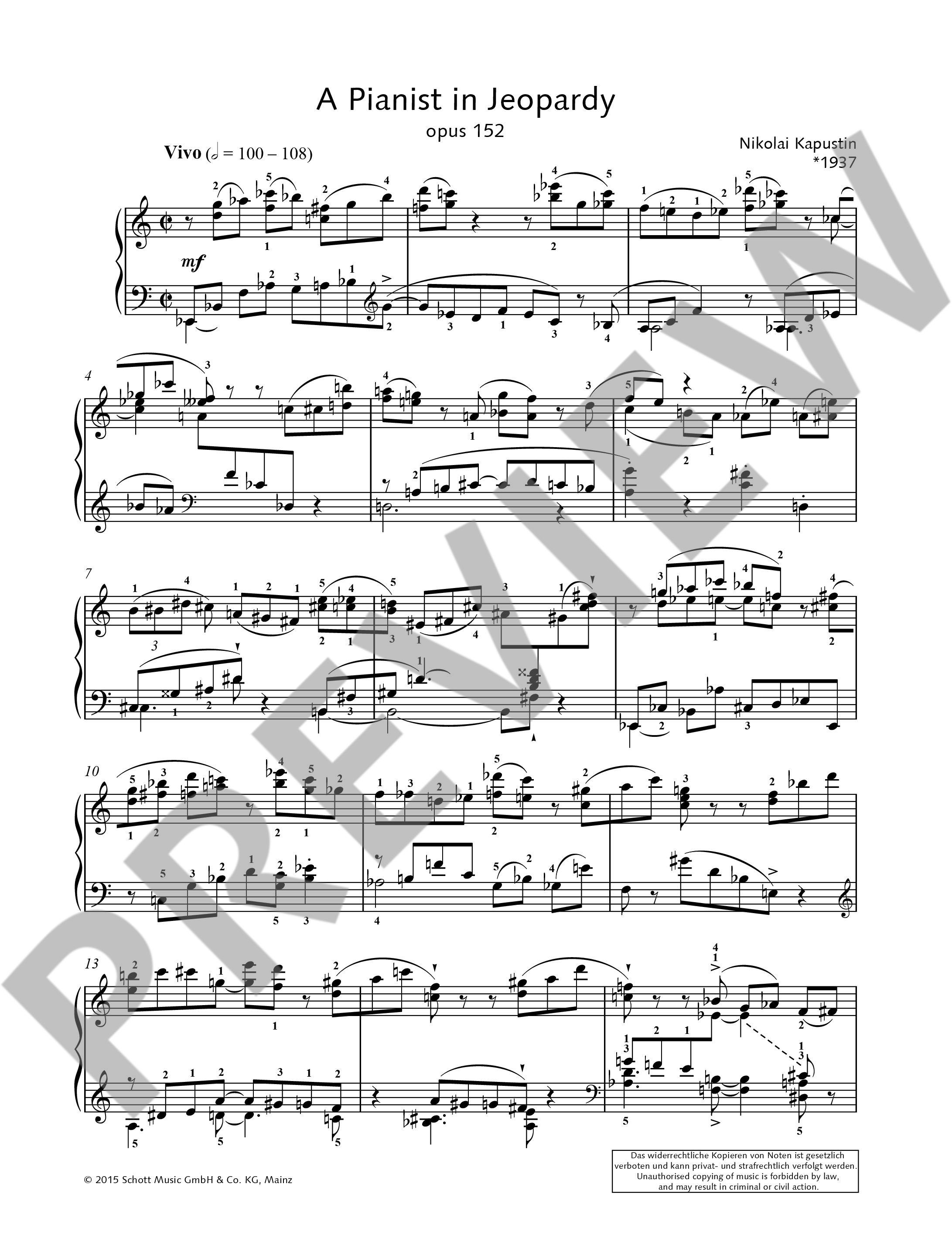 Anderes Coverbild A Pianist in Jeopardy op. 152 