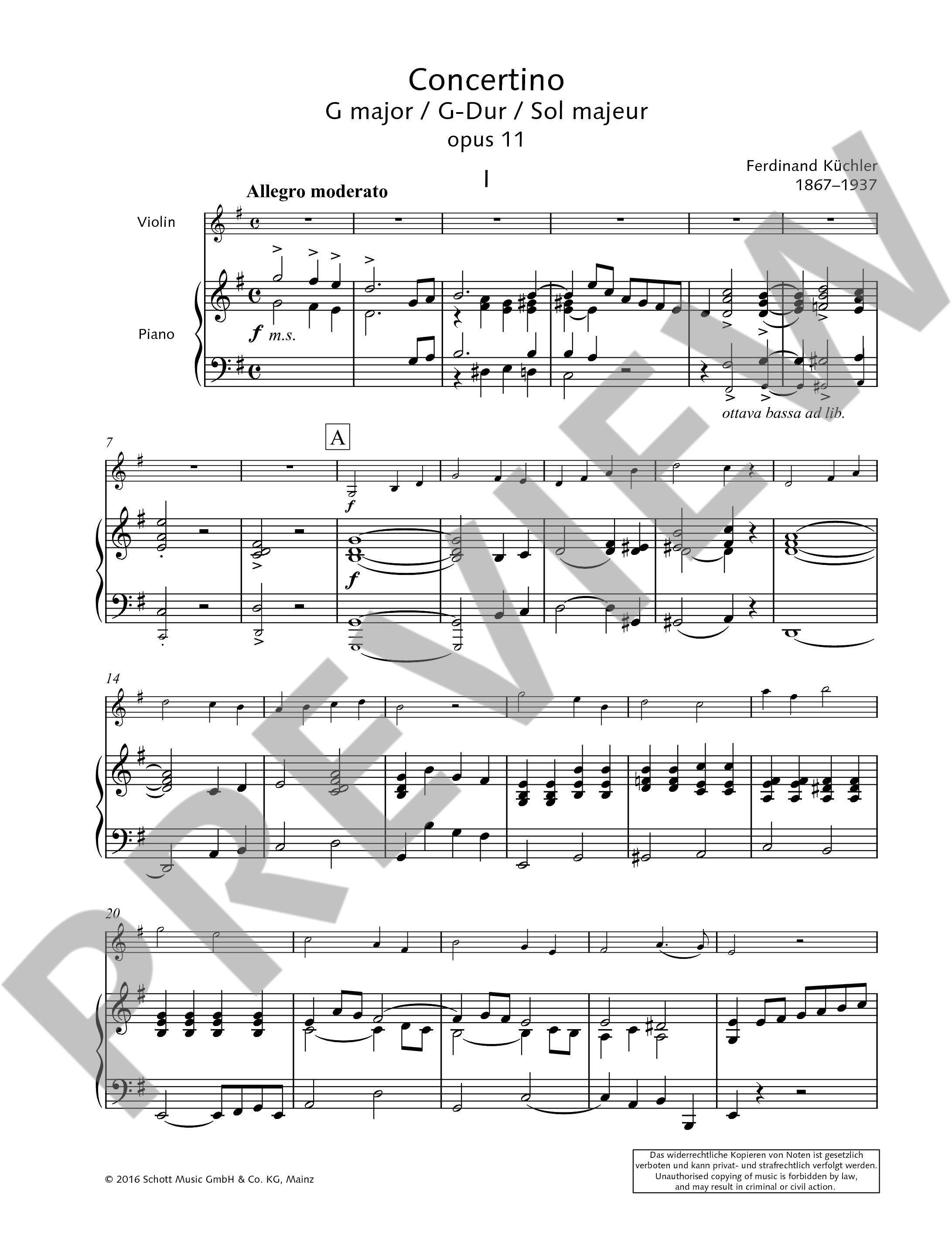 Anderes Coverbild Concertino G-Dur op. 11 