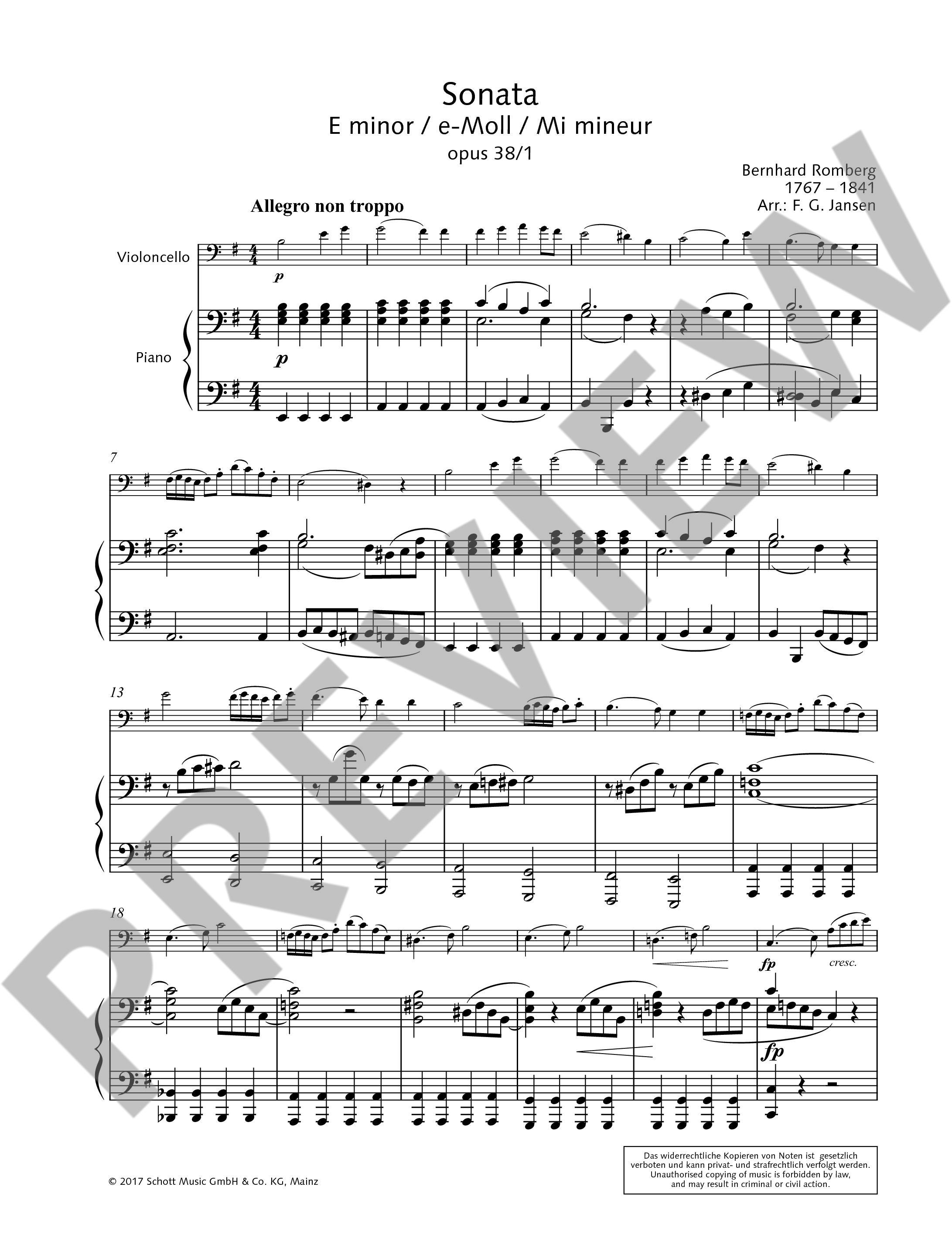 Anderes Coverbild Sonata e-Moll op. 38/1 
