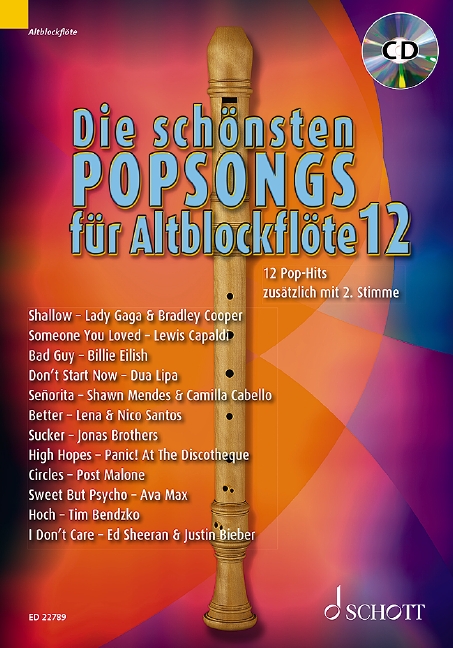 Vorderes Coverbild Die schönsten Popsongs für Alt-Blockflöte Band 12