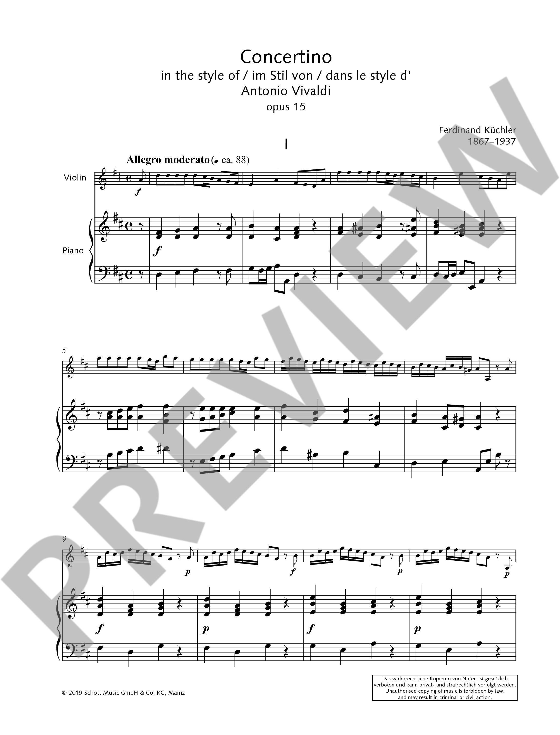 Anderes Coverbild Concertino D-Dur op. 15 
