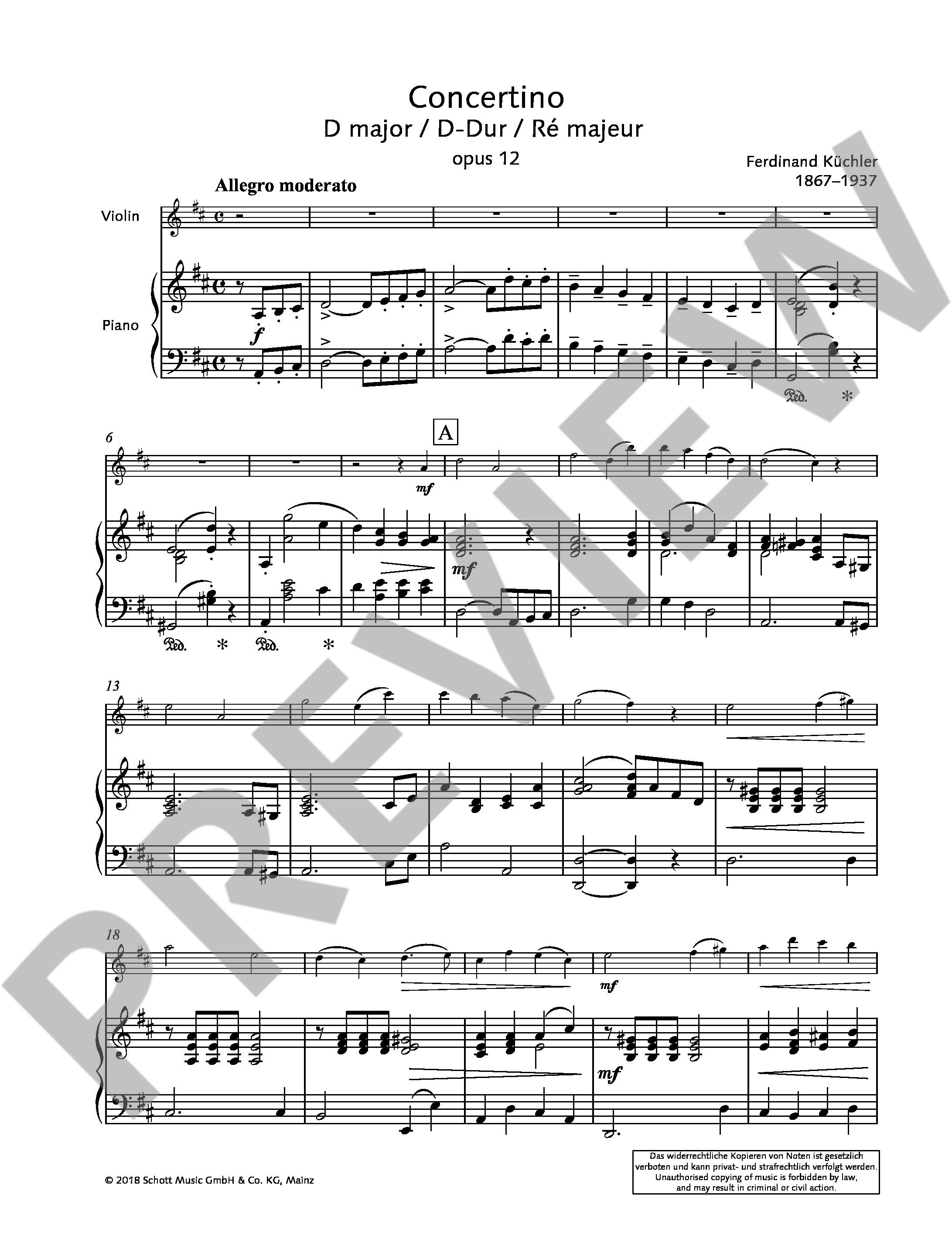 Anderes Coverbild Concertino D-Dur op. 12 