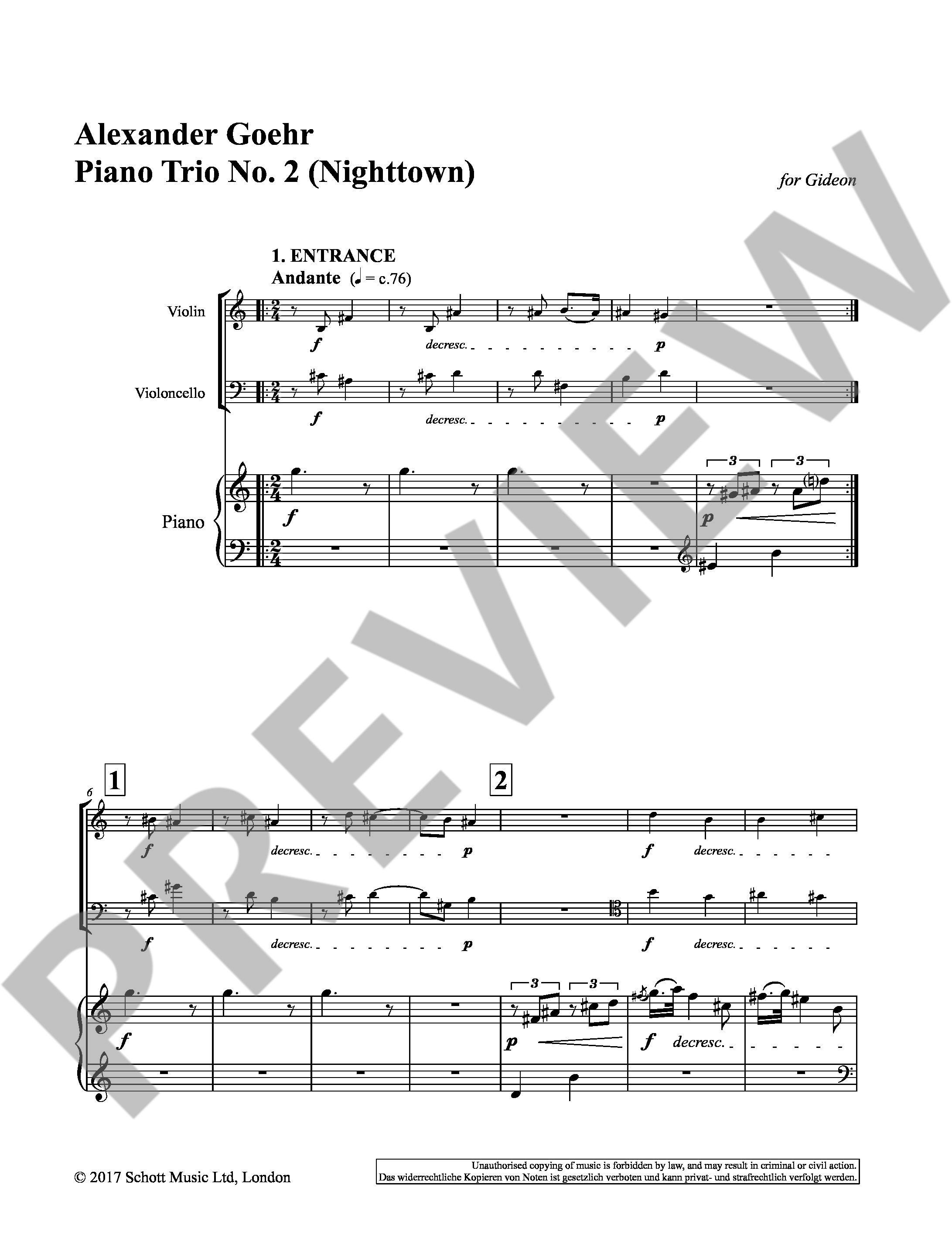 Anderes Coverbild Piano Trio No. 2 op. 100 