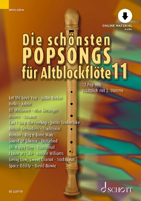 Vorderes Coverbild Die schönsten Popsongs für Alt-Blockflöte Band 11