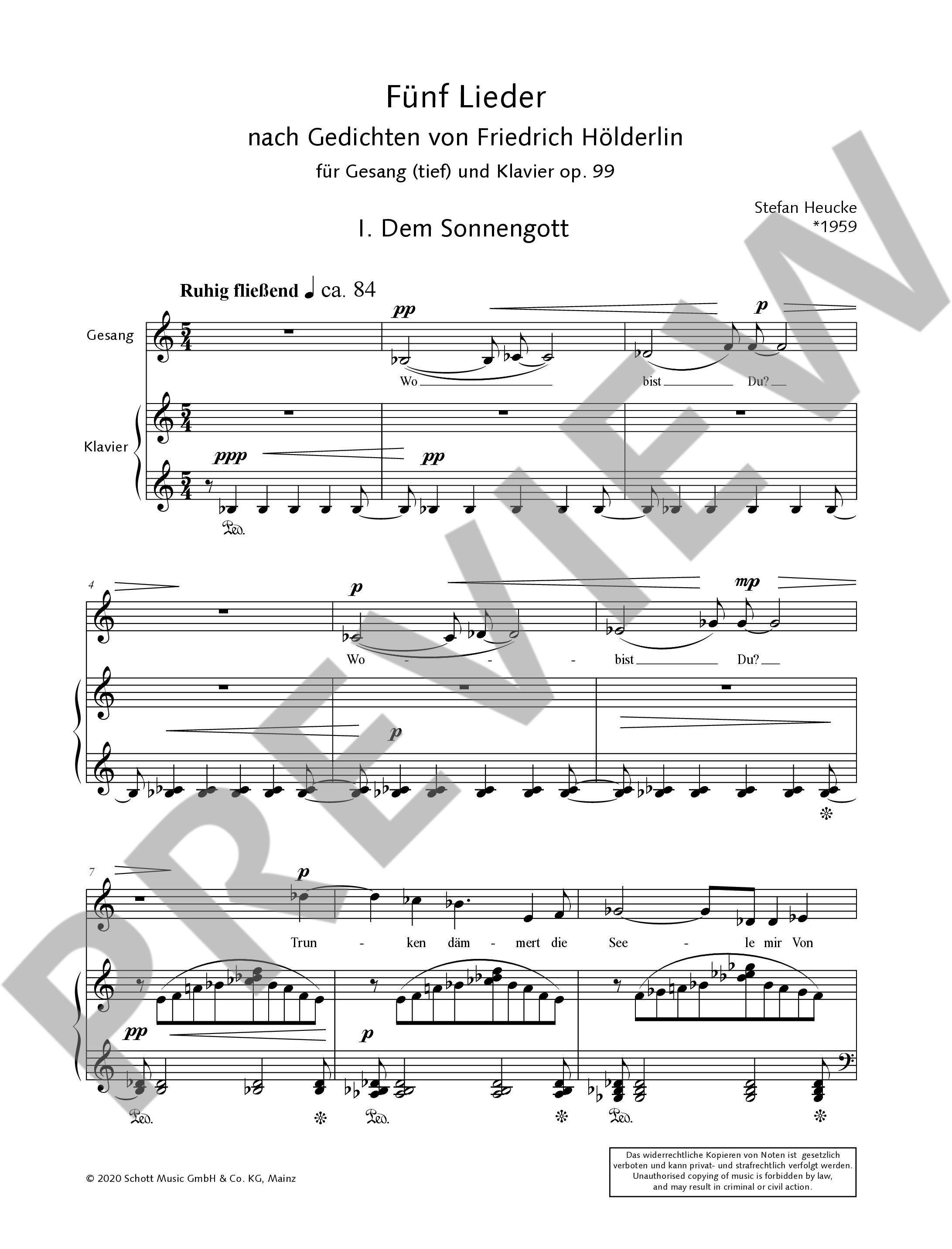 Anderes Coverbild Fünf Lieder op. 99 
