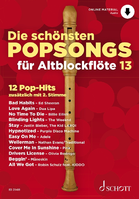 Vorderes Coverbild Die schönsten Popsongs für Alt-Blockflöte Band 13