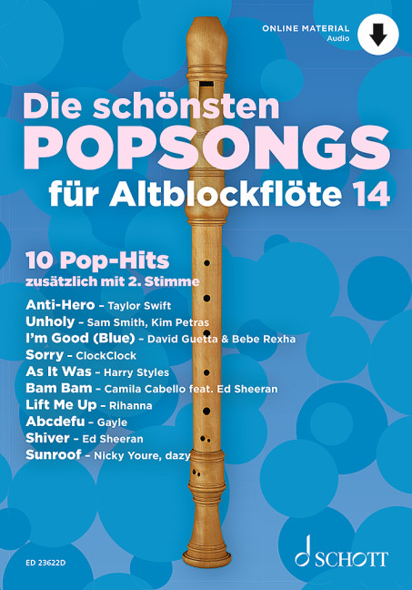 Vorderes Coverbild Die schönsten Popsongs für Alt-Blockflöte Band 14