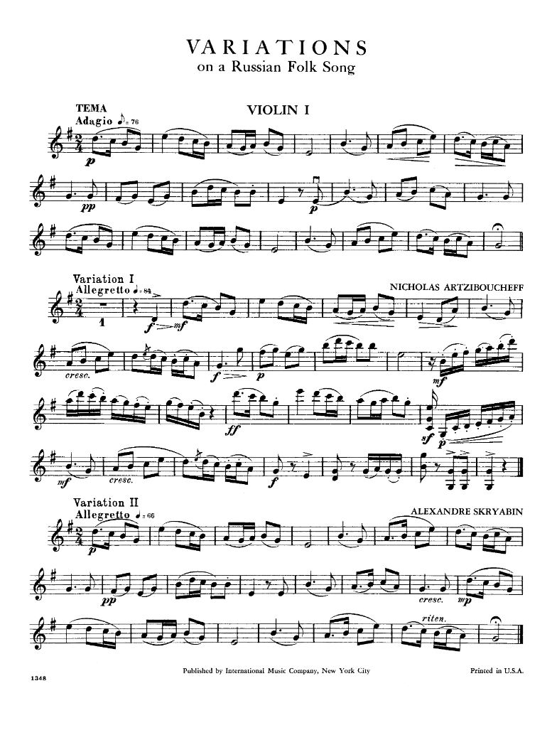 Vorderes Coverbild Variations on a Russian Folksong 