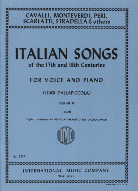 Vorderes Coverbild Italian Songs of the 17 and 18th Centuries Vol. 2 Vol. 2