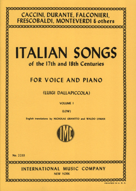 Vorderes Coverbild Italian Songs of the 17th and 18th Centuries Vol. 1 Vol. 1