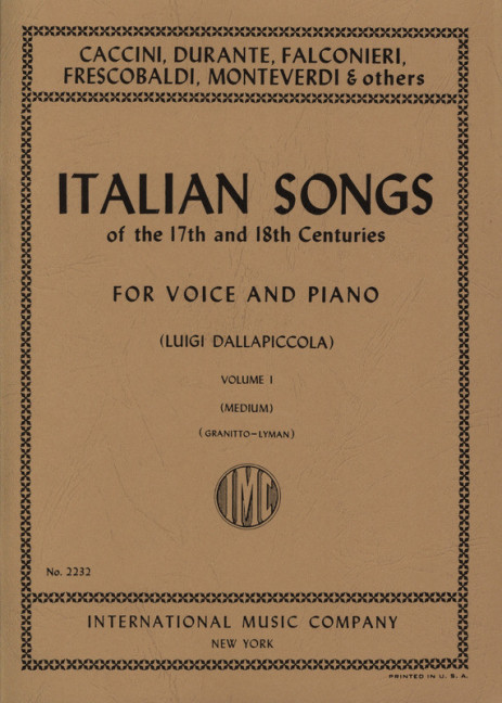 Vorderes Coverbild Italian Songs of 17 and 18th Centuries Vol. 1 Vol. 1