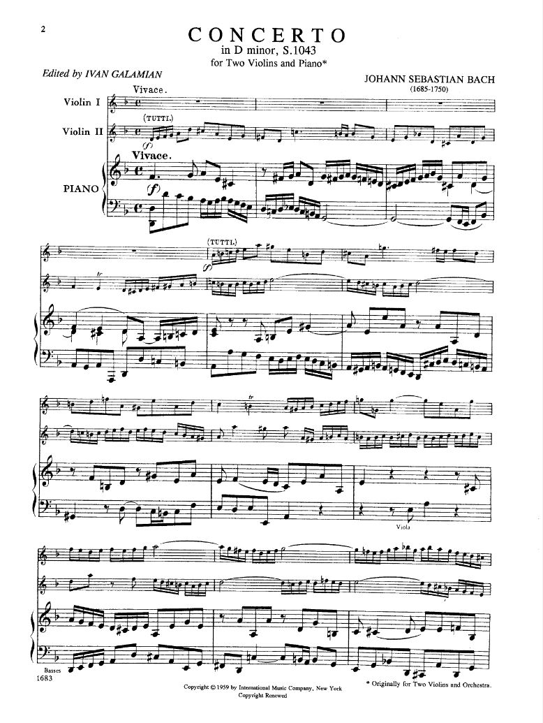 Anderes Coverbild Concerto D minor BWV 1043 